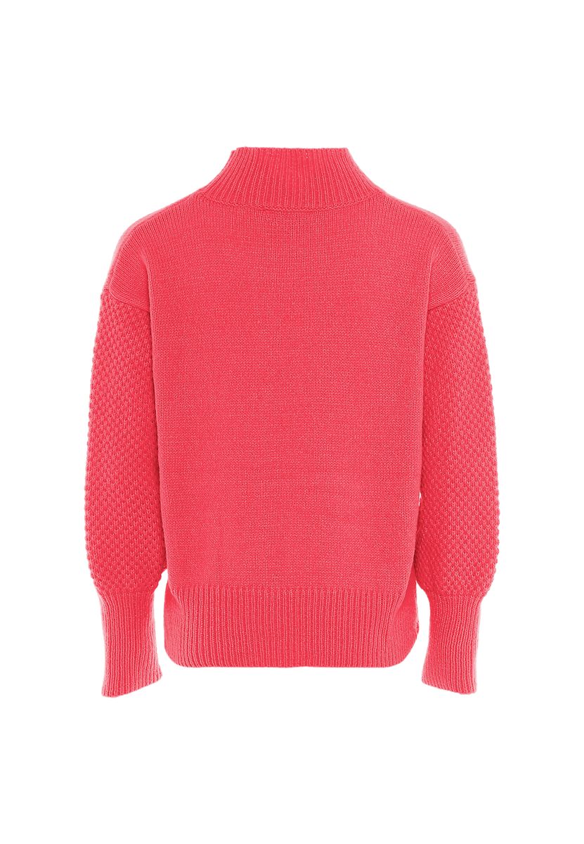 Strukturierter Strickpullover mit Stehkragen
