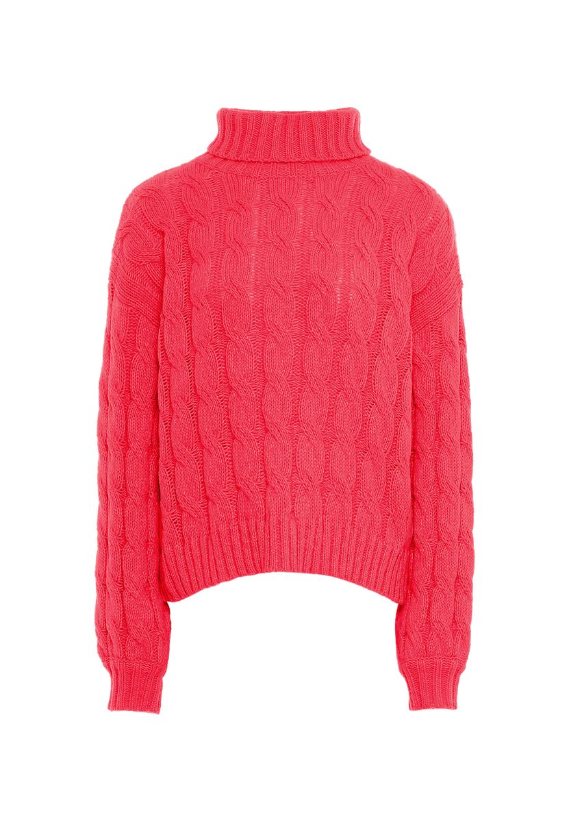 Gemütlicher Zopfmuster-Rollkragenpullover