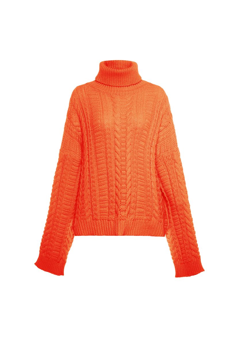 Kuscheliger Zopfstrick-Pullover mit Rollkragen