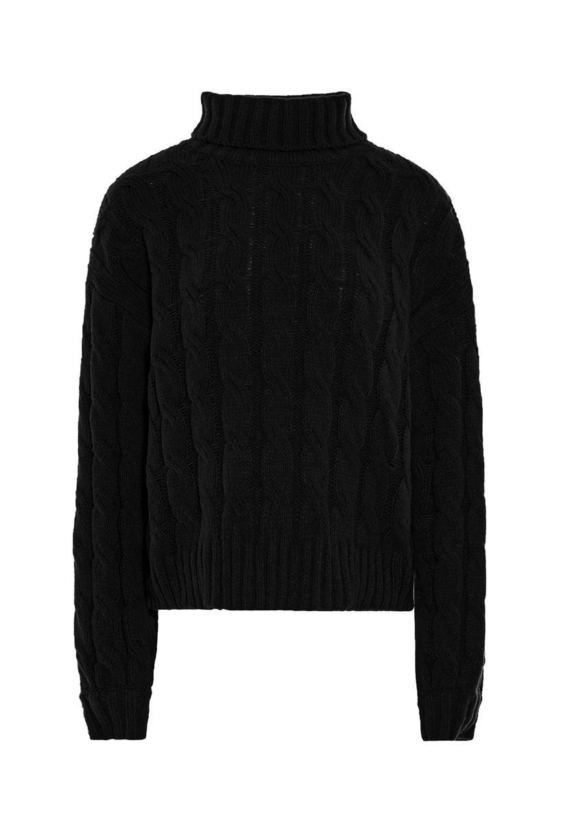 Rollkragenpullover mit Zopfmuster