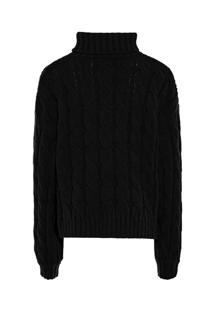 Rollkragenpullover mit Zopfmuster