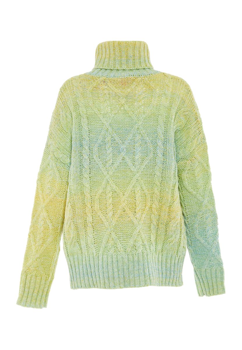 Ombre-Zopfstrickpullover mit Rollkragen