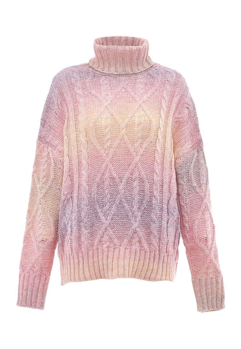 Lässiger Grobstrick-Rollkragenpullover