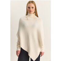 Asymmetrischer Rippstrick-Rollkragen-Poncho