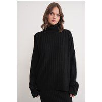 Oversize-Rollkragenpullover mit Rippenstrick