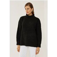 Gerippter Rollkragen-Strickpullover