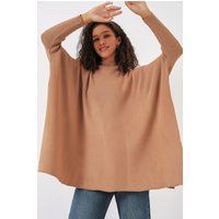 Oversize-Poncho-Pullover mit Stehkragen