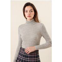 Strukturierter Rippstrick-Rollkragenpullover