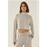 Strukturierter Rollkragen-Crop-Pullover