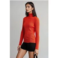 Figurbetonter Rippstrick-Rollkragenpullover