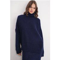 Übergroßer Rippstrick-Rollkragenpullover