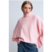 Übergroßer Rippenstrick-Rollkragenpullover