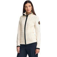 Zopfmuster-Cardigan mit Reißverschluss und Patch