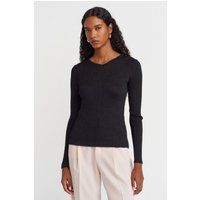 Schmaler gerippter V-Ausschnitt-Pullover