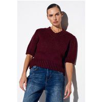 Kurzarm-Strickpullover mit V-Ausschnitt