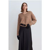 Rippstrickpullover mit V-Ausschnitt