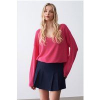 Entspannter Rippstrick-V-Pullover
