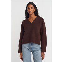 Rippstrickpullover mit V-Ausschnitt