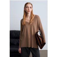 Lockerer V-Ausschnitt Kaschmir-Mix Pullover