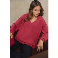 Grobstrick-Pullover mit V-Ausschnitt