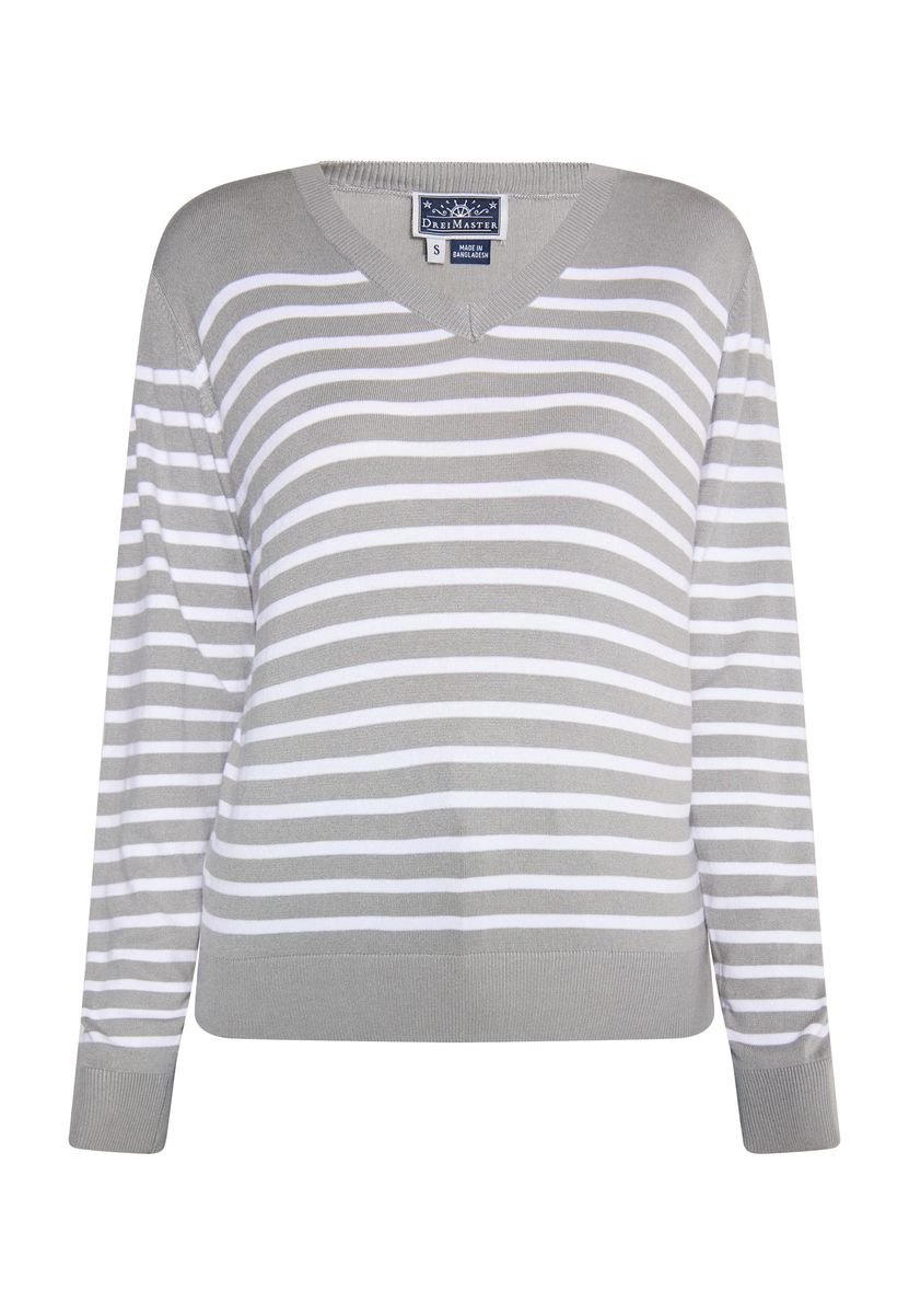 Maritimer V-Ausschnitt Streifenpullover