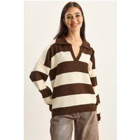Gestreifter Polopullover im Oversized-Look