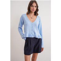 Strick-Cardigan mit Knopfleiste und Rüschen