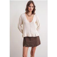 Strick-Cardigan mit Rüschensaum