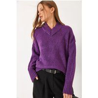 Oversize-Strickpullover mit V-Ausschnitt