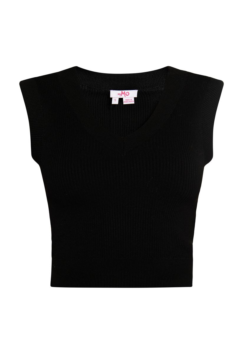 Gerippter Cropped Strick-Pullunder