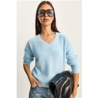 Strukturierter V-Ausschnitt Strickpullover