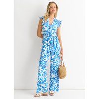 Jumpsuit mit Blumenmuster und Rüschenärmeln