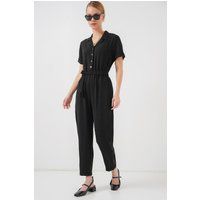 Gewebter Jumpsuit mit Knopfleiste und Gürtel