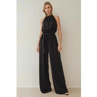 Halterneck-Jumpsuit mit weitem Bein