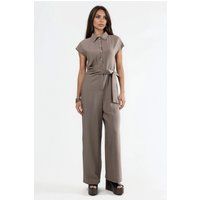 Weitbeiniger Jumpsuit mit Hemdkragen
