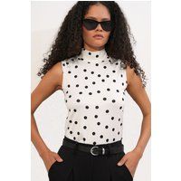 Polka-Dot-Body mit Stehkragen