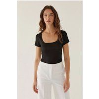 Gerippter Bodysuit mit Karree-Ausschnitt