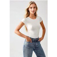 Körperbetonter Rundhals-Strickbodysuit