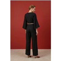 Baumwoll-Set mit Bindetop und Weitbeinhose