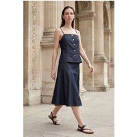 Taillierter Zweiteiler im Denim-Look