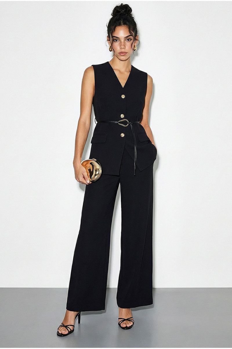 Elegantes Set aus Gürtelweste und Hose