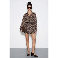 Oversized Karo-Hemd und Rock-Set