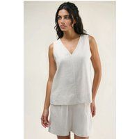 Oversize-Set aus Leinenmischung mit V-Ausschnitt