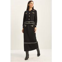 Rippstrick-Set aus Cardigan und Rock