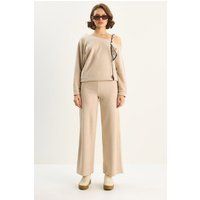 Rippstrick Co-ord Set mit Schal