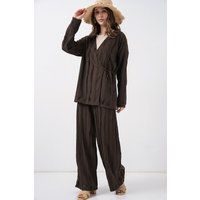 Strukturiertes Set aus Kimono und Weithose