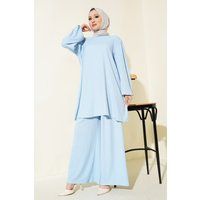 Set aus texturierter Tunika und weiter Hose