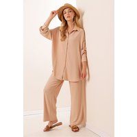 Texturiertes Set aus Hemd und weiter Hose