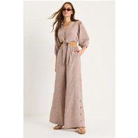 Texturiertes Set aus Crop-Bluse und Hose
