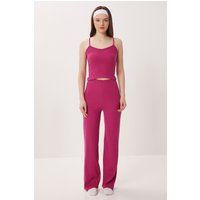 Rippstrick-Pyjama-Set mit V-Ausschnitt